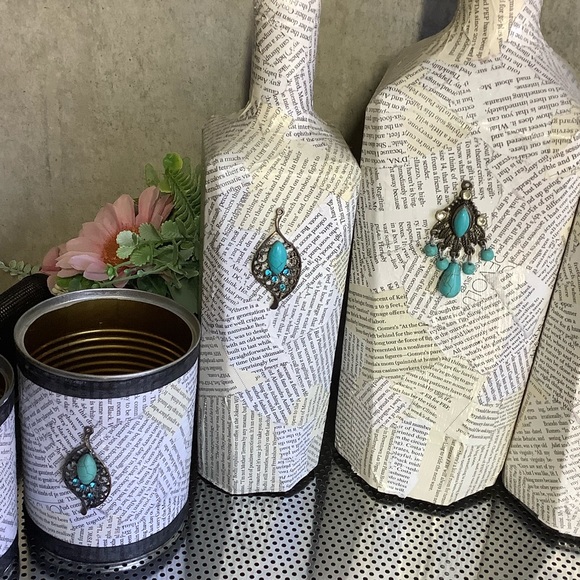 🌸 8PC: DECOR DISPLAY BOTTLE CAN TURQUOISE HOME ART PIECE LIVING SPACE HOLDERS - Picture 7 of 8